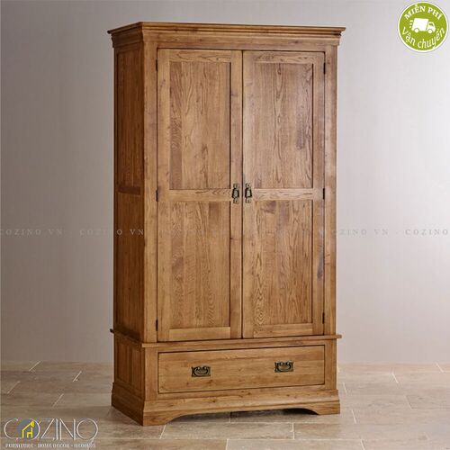 Tủ quần áo French Farmhouse 2 cánh 1 ngăn kéo gỗ sồi Mỹ (nhiều kích thước)- đẹp, giá rẻ tại hcm và hà nội