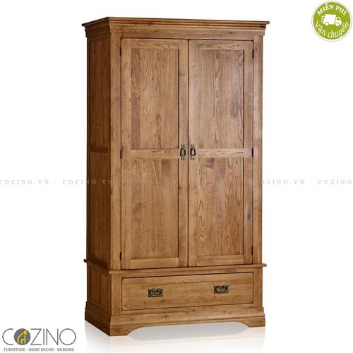 Tủ quần áo French Farmhouse 2 cánh 1 ngăn kéo gỗ sồi Mỹ (nhiều kích thước)- đẹp, giá rẻ tại hcm và hà nội