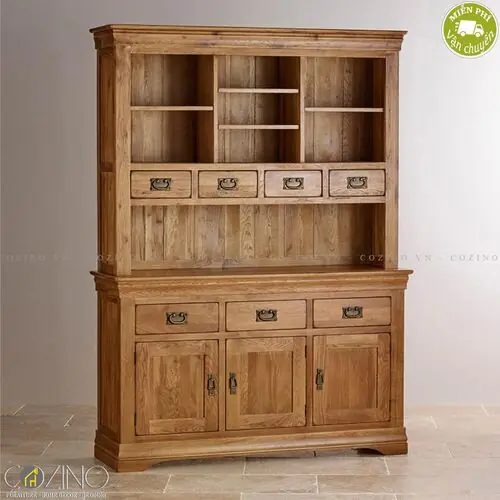 Tủ bếp lớn French Farmhouse gỗ sồi Mỹ 1m4- đẹp, giá rẻ tại hcm và hà nội