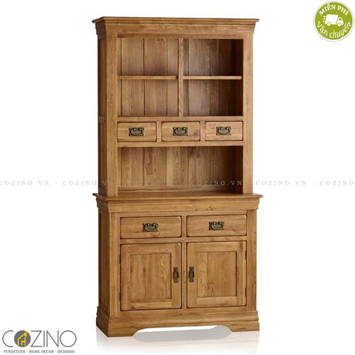Tủ bếp nhỏ French Farmhouse gỗ sồi Mỹ 1m- đẹp, giá rẻ tại hcm và hà nội