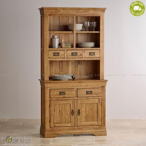 Tủ bếp nhỏ French Farmhouse gỗ sồi Mỹ 1m- đẹp, giá rẻ tại hcm và hà nội