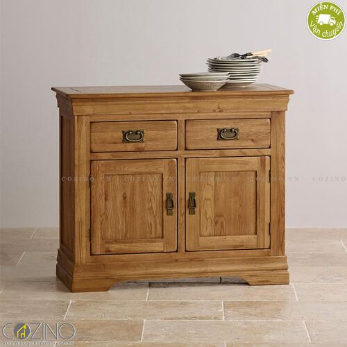 Tủ chén nhỏ French Farmhouse gỗ sồi Mỹ 1m- đẹp, giá rẻ tại hcm và hà nội