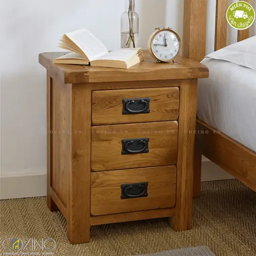 Tủ đầu giường Original Rustic 3 ngăn gỗ sồi Mỹ- đẹp, giá rẻ tại hcm và hà nội
