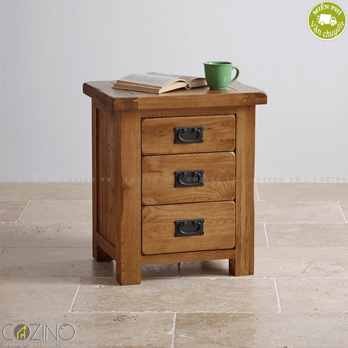 Tủ đầu giường Original Rustic 3 ngăn gỗ sồi Mỹ- đẹp, giá rẻ tại hcm và hà nội