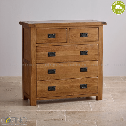 Tủ 5 ngăn kéo 4 tầng Original Rustic gỗ sồi Mỹ- đẹp, giá rẻ tại hcm và hà nội