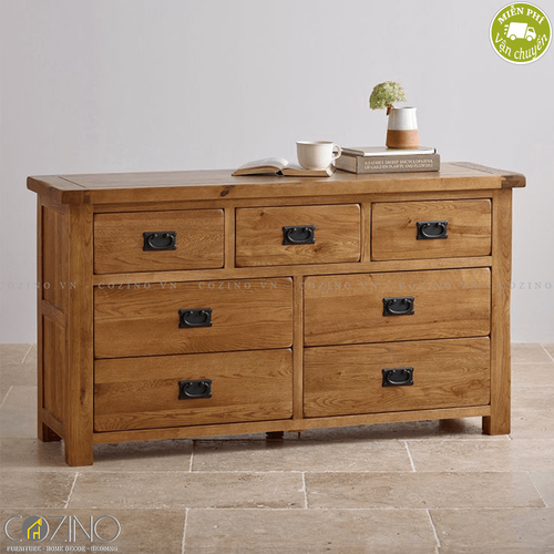 Tủ 7 ngăn kéo 3 tầng Original Rustic gỗ sồi Mỹ- đẹp, giá rẻ tại hcm và hà nội