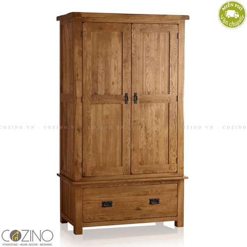 Tủ quần áo Original Rustic 2 cánh 1 ngăn kéo gỗ sồi Mỹ (nhiều kích thước)- đẹp, giá rẻ tại hcm và hà nội