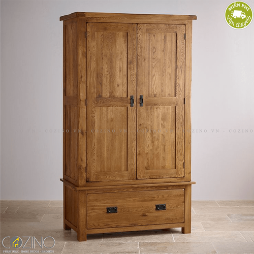 Tủ quần áo Original Rustic 2 cánh 1 ngăn kéo gỗ sồi Mỹ (nhiều kích thước)- đẹp, giá rẻ tại hcm và hà nội