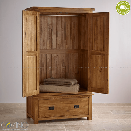 Tủ quần áo Original Rustic 2 cánh 1 ngăn kéo gỗ sồi Mỹ (nhiều kích thước)- đẹp, giá rẻ tại hcm và hà nội