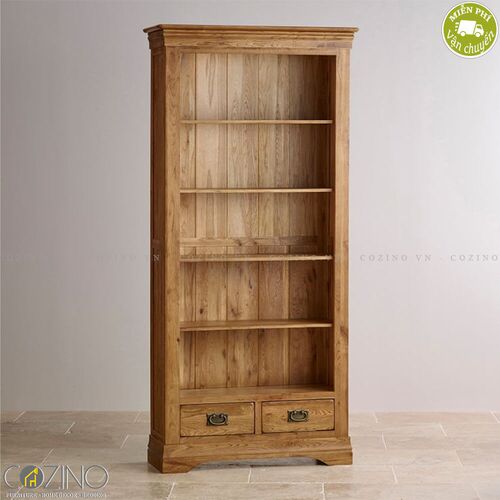 Tủ kệ sách và trưng bày cao French Farmhouse gỗ sồi Mỹ- đẹp, giá rẻ tại hcm và hà nội
