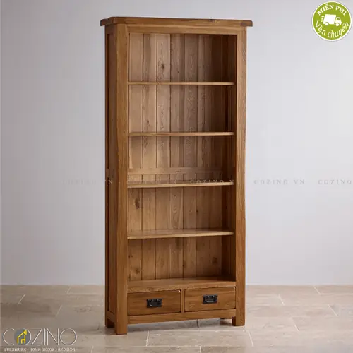 Tủ kệ sách và trưng bày cao French Farmhouse gỗ sồi Mỹ- đẹp, giá rẻ tại hcm và hà nội