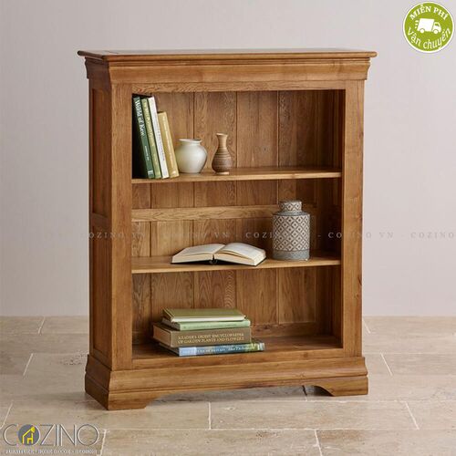 Tủ kệ sách và trưng bày thấp French Farmhouse gỗ sồi Mỹ- đẹp, giá rẻ tại hcm và hà nội