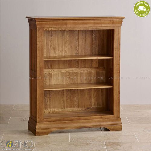Tủ kệ sách và trưng bày thấp French Farmhouse gỗ sồi Mỹ- đẹp, giá rẻ tại hcm và hà nội