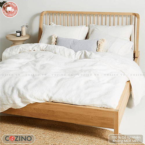 Giường đôi Spindle gỗ sồi (nhiều kích thước)- đẹp, giá rẻ tại hcm và hà nội