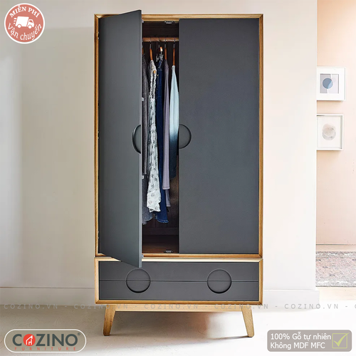 Tủ quần áo Spot 2 cánh 1 ngăn kéo gỗ sồi 80cm- đẹp, giá rẻ tại hcm và hà nội