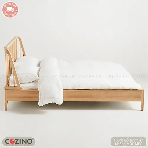 Giường đôi Spindle gỗ sồi (nhiều kích thước)- đẹp, giá rẻ tại hcm và hà nội