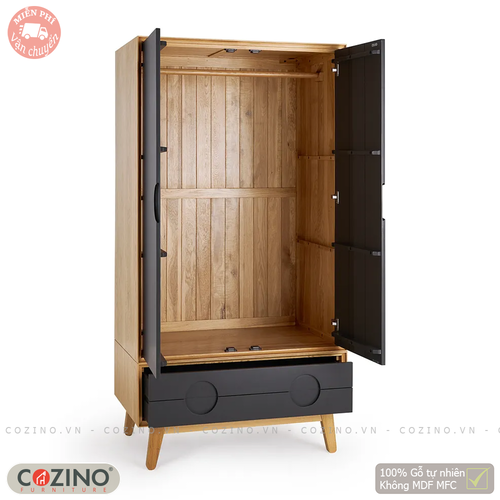 Tủ quần áo Spot 2 cánh 1 ngăn kéo gỗ sồi 80cm- đẹp, giá rẻ tại hcm và hà nội