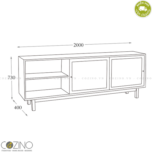 Tủ tivi lớn Iris cánh mây cửa lùa gỗ cao su- đẹp, giá rẻ tại hcm và hà nội