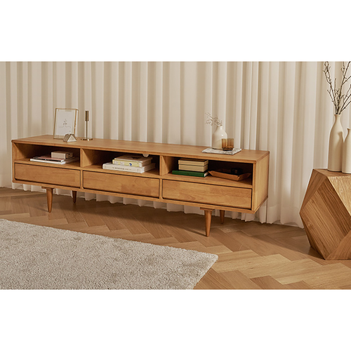 Tủ tivi Iris 3 ngăn kéo gỗ cao su- đẹp, giá rẻ tại hcm và hà nội