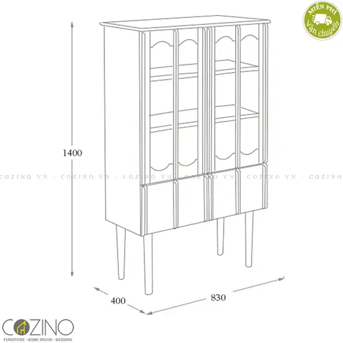 Tủ trưng bày 2 tầng Iris - Màu xanh- đẹp, giá rẻ tại hcm và hà nội