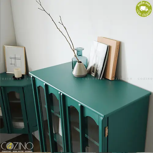 Tủ trưng bày 2 tầng Iris - Màu xanh- đẹp, giá rẻ tại hcm và hà nội