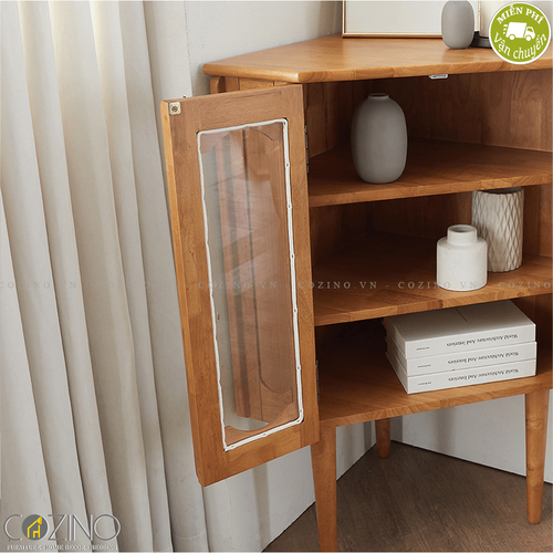 Tủ trưng bày góc Iris màu xanh- đẹp, giá rẻ tại hcm và hà nội