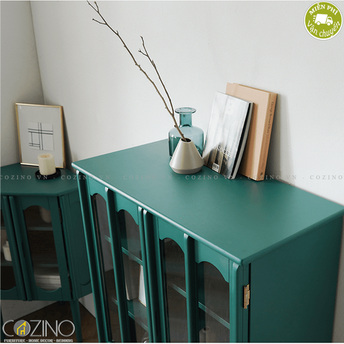 Tủ trưng bày 1 tầng Iris màu xanh- đẹp, giá rẻ tại hcm và hà nội