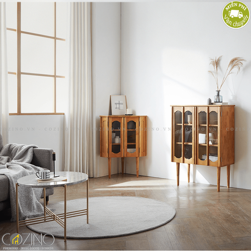 Tủ trưng bày 1 tầng Iris màu xanh- đẹp, giá rẻ tại hcm và hà nội