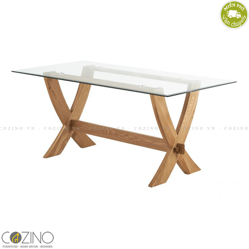 Bàn ăn Kintai mặt kính gỗ sồi trắng Mỹ (nhiều kích thước)- đẹp, giá rẻ tại hcm và hà nội