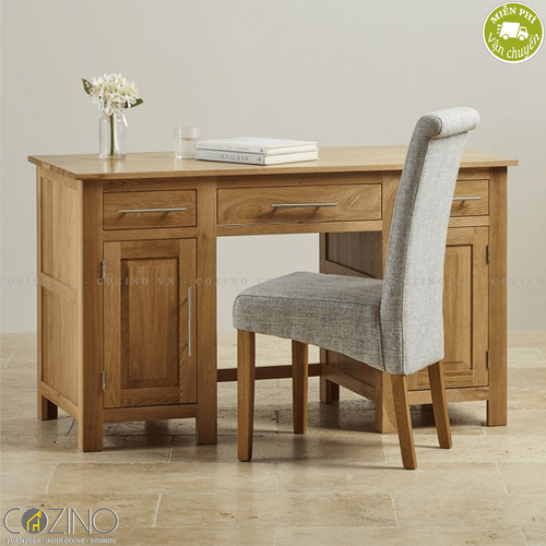 Bàn làm việc Kintai có 2 tủ hông gỗ sồi Mỹ- đẹp, giá rẻ tại hcm và hà nội