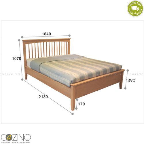 Giường đôi John gỗ sồi (nhiều kích thước)- đẹp, giá rẻ tại hcm và hà nội