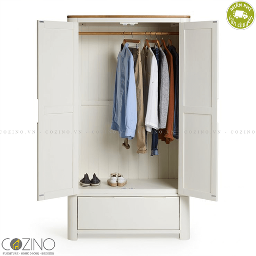 Tủ quần áo Hove 2 cánh 1 ngăn kéo gỗ sồi Mỹ 80cm (nhiều kích thước)- đẹp, giá rẻ tại hcm và hà nội